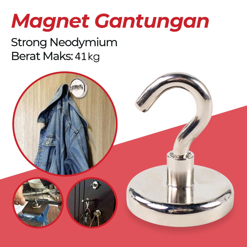 

STDECOR Magnet Gantungan Hook Hanging Strong Neodymium 41kg - SNF36 / SNF42 / LNF48