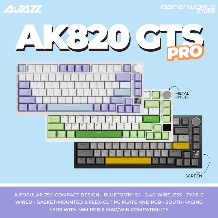 Ajazz AK820 GTS Pro 75% Tri-mode Connection - Mechanical Keyboard