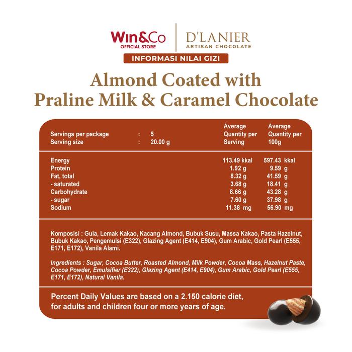 

Obral D'Lanier Almond Praline with lk ocolate - 300 gr (Large Jar)