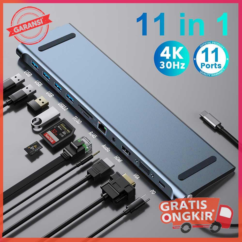 USB Hub Type C Adaptor 11in1 HDMI 4K AUX Card Reader - BYL-2003