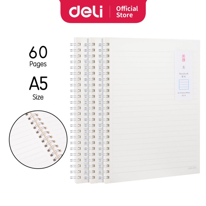 

Deli Spiral Notebook / Buku Spiral Cover Pp Transparant A5 60L Lpa560