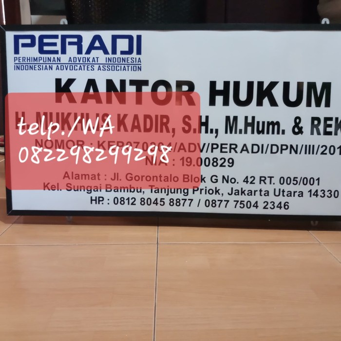 papan nama lawyer,pengacara,kantor Hukum,