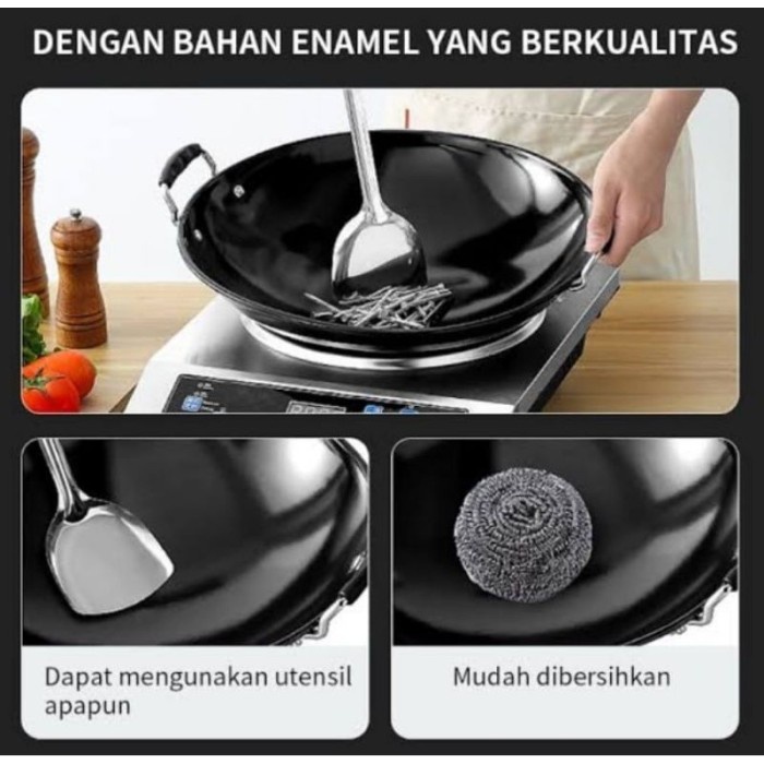 Wajan Penggoreng/Kuali/Wajan Anti Lengket/Kuali Hitam/Potens Hitam 37C