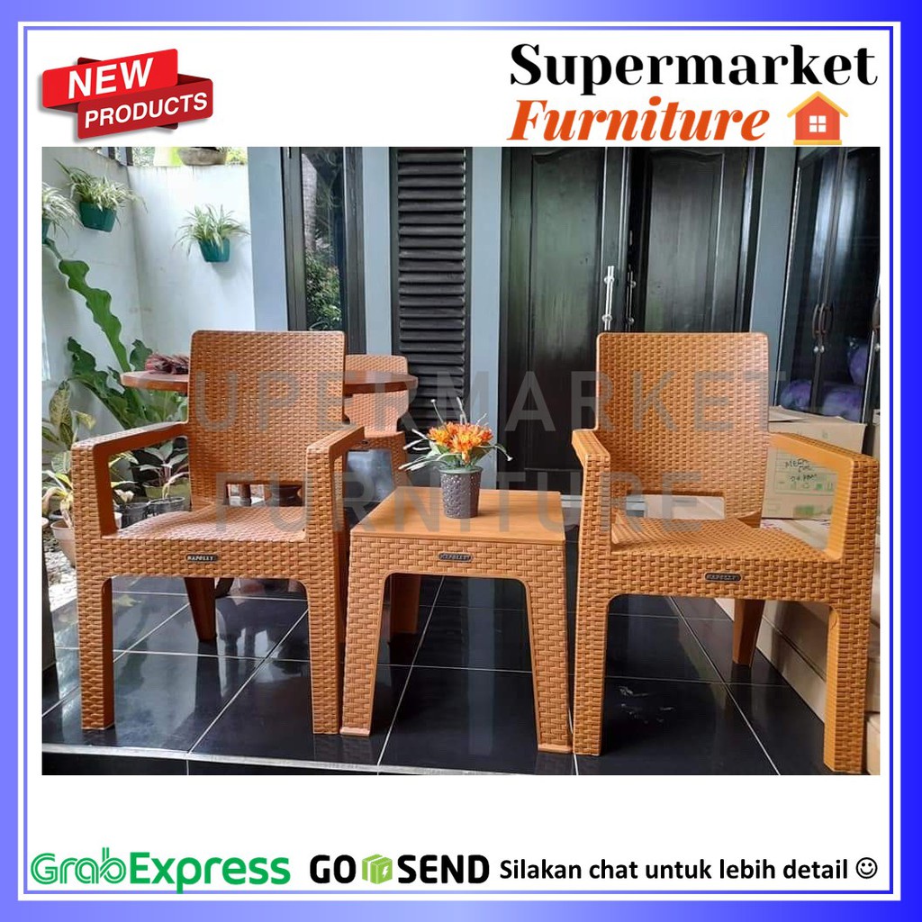 Ready KURSI PLASTIK NAPOLLY SET BIG 8R3 + MEJA MAPAN 45 MURAH