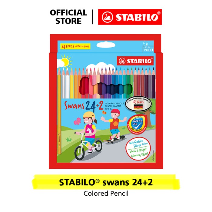 

Stabilo Swans Colored Pencils 24+2 Pcs / Pensil Warna Isi 24+2 Pcs