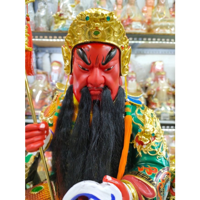 Patung Kwan Kung / Kwan Te / Kwan Kong - Duduk- Kayu Taiwan - 19 In