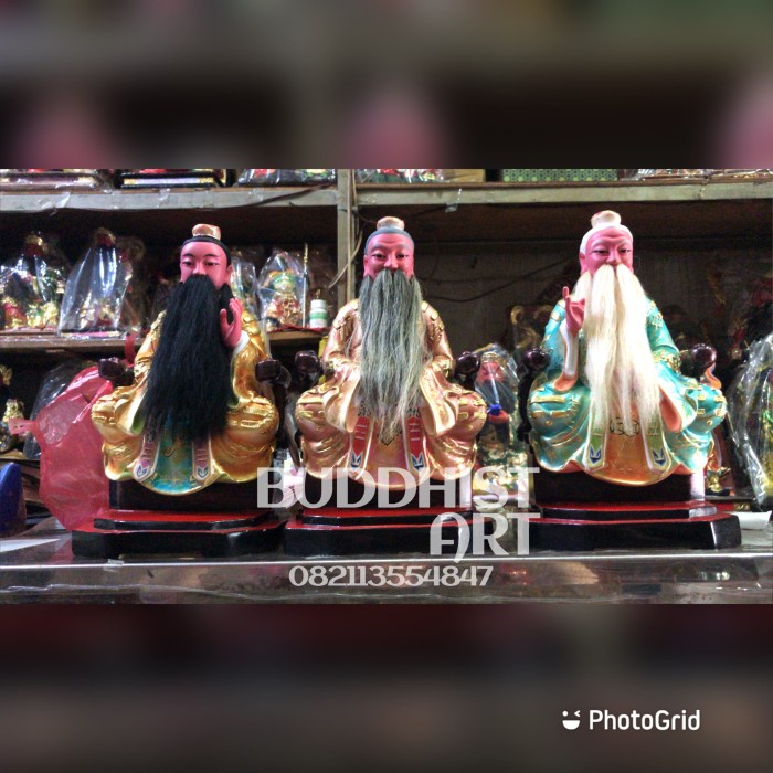 Patung Dewa Tao San Jing Tao Zu. Sam Kao 12 In Kayu