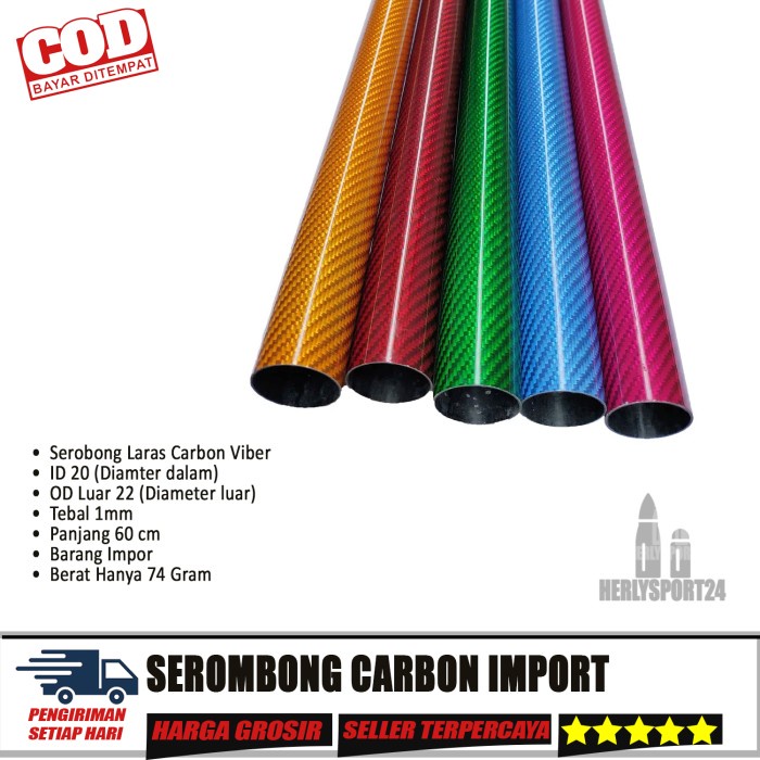 SEROMBONG CARBON WARNA WARNI SROMBONG LARAS PIPA CARBON OD 22 IMPORT