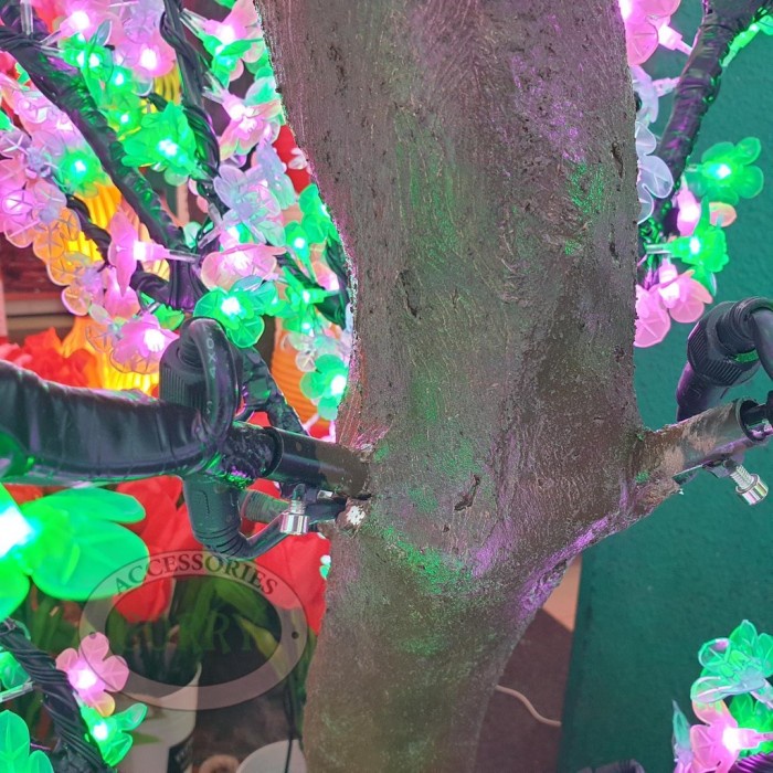 Terlaris Pohon Sakura Imlek 2.5 Meter Lampu Led Hijau Putih Pink