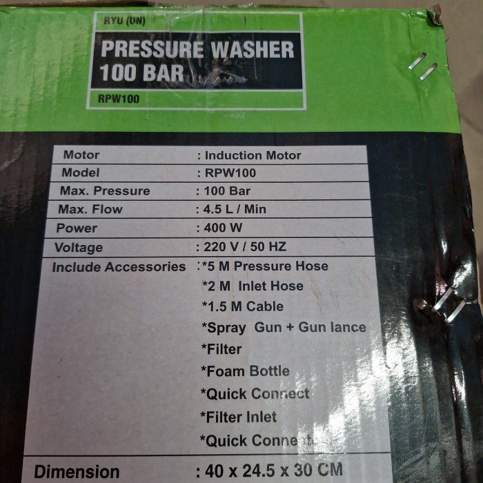 Herzliya Ryu Rpw100 High Pressure Washer Jet Cleaner Rpw 100