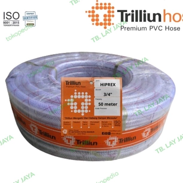 Herzliya Selang Air 3/4" Trilliun Hiprex / Selang Benang Transparan Tebal / Rol
