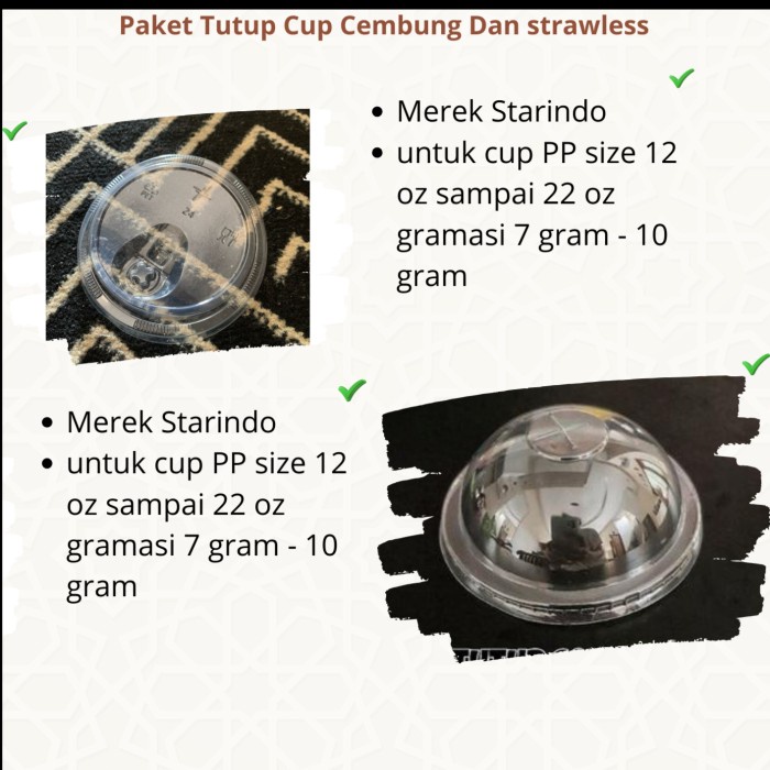 HOT SALE Tutup Cembung Cup Plastik dan Tutup Strawless Lid Starindo
