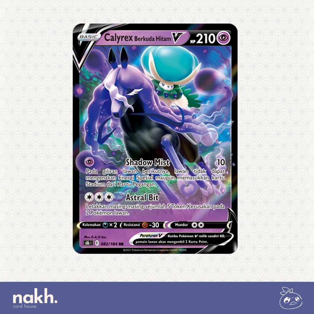 Kartu Pokemon TCG Indonesia VMAX Klimaks s8b 082/184 Calyrex Berkuda Hitam V