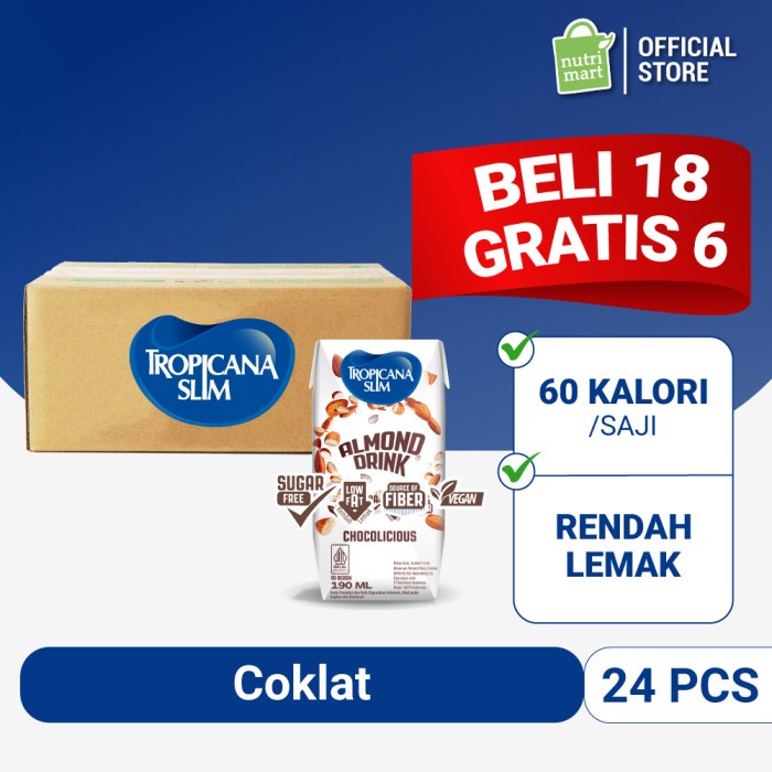 

Tropicana Slim Almond Drink 190ml (24 pcs) - Ready to Drink Cokelat