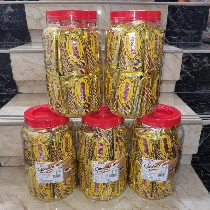 

apollo biskuit wafer chocolate cream stick 1 botol isi 45pcs Non COD