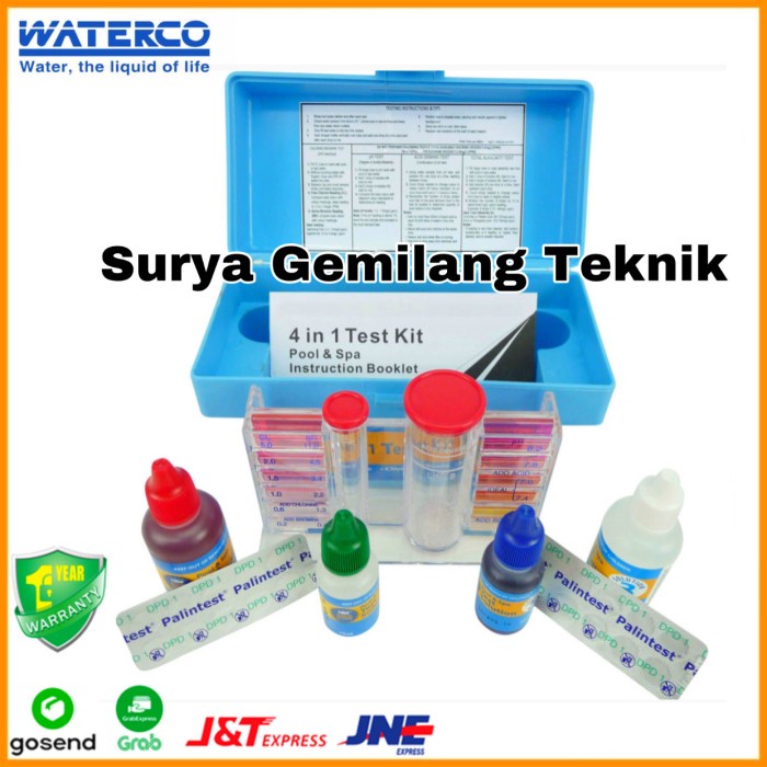 TEST KIT KOLAM RENANG WATERCO 4 IN 1 SWIMNG POOL TESTKIT ACCESSORIES
