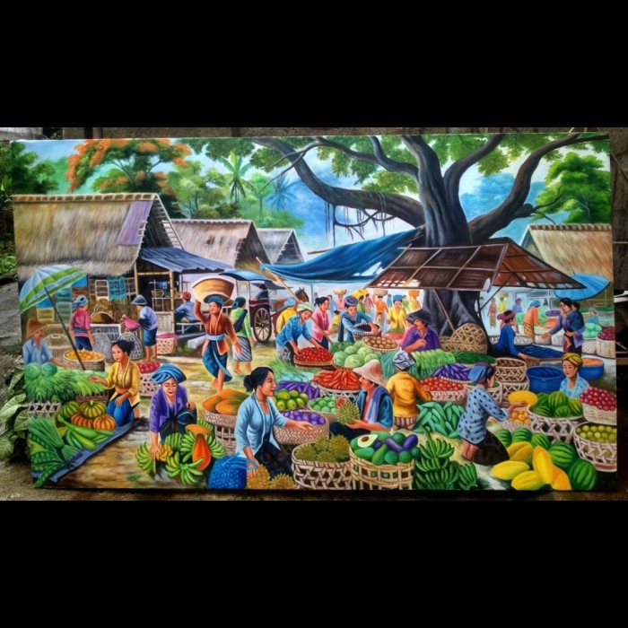 Lukisan Pasar Tradisional Elegan