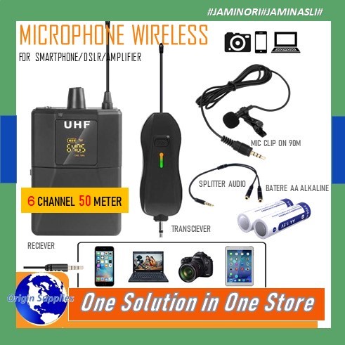 Microphone Mic Clip On Wireless UHF PRANK VLOG untuk Smartphone DSLR