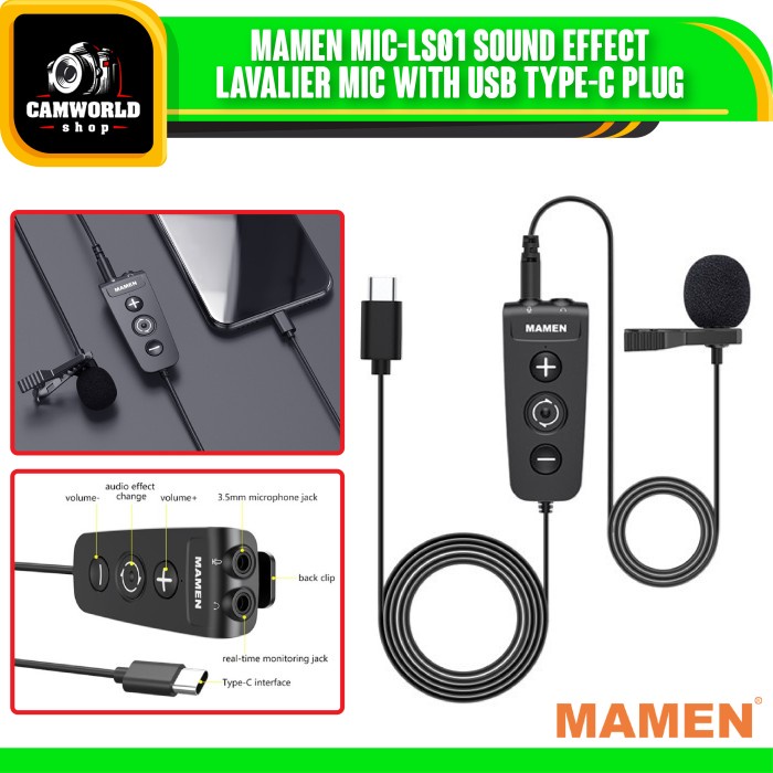 MAMEN MIC-LS01 Sound Effect Lavalier Mic with USB Type-C plug