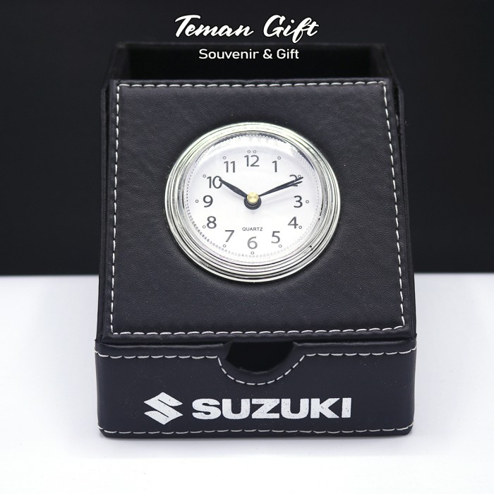 

HOT SALE! Jam Meja Kulit Pen Holder Tempat Pena Custom Logo Brand Souvenir JK04