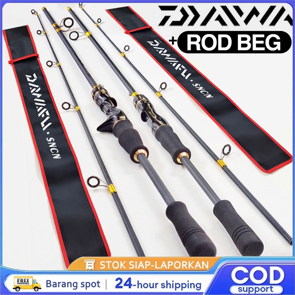 Discount DAIWA Joran pancing Baitcasting Portabel Joran spinning Pancing Joran Carbon 2 Bagian