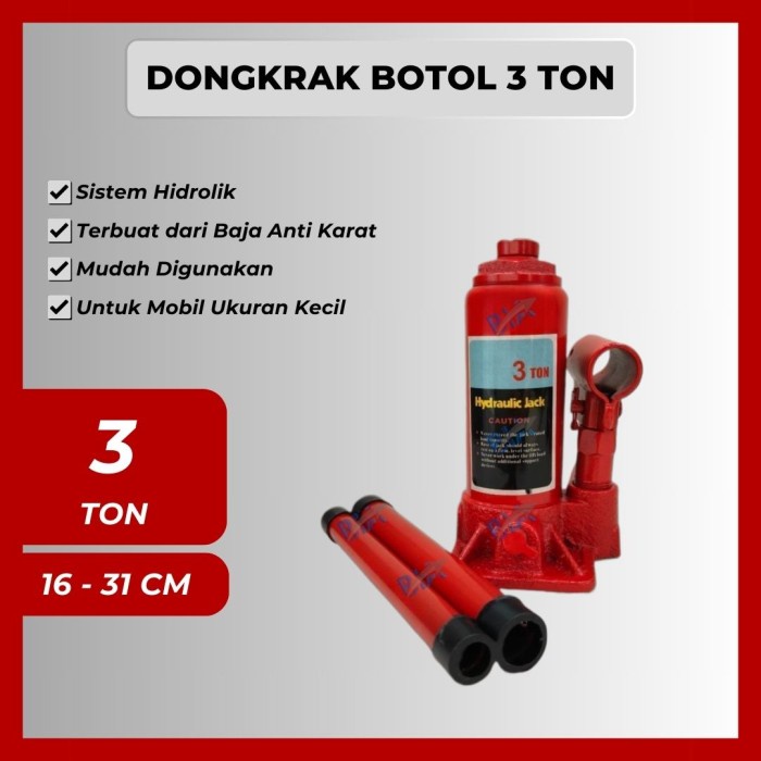 Ready Dongkrak botol hidrolik untuk mobil kecil - 3 ton