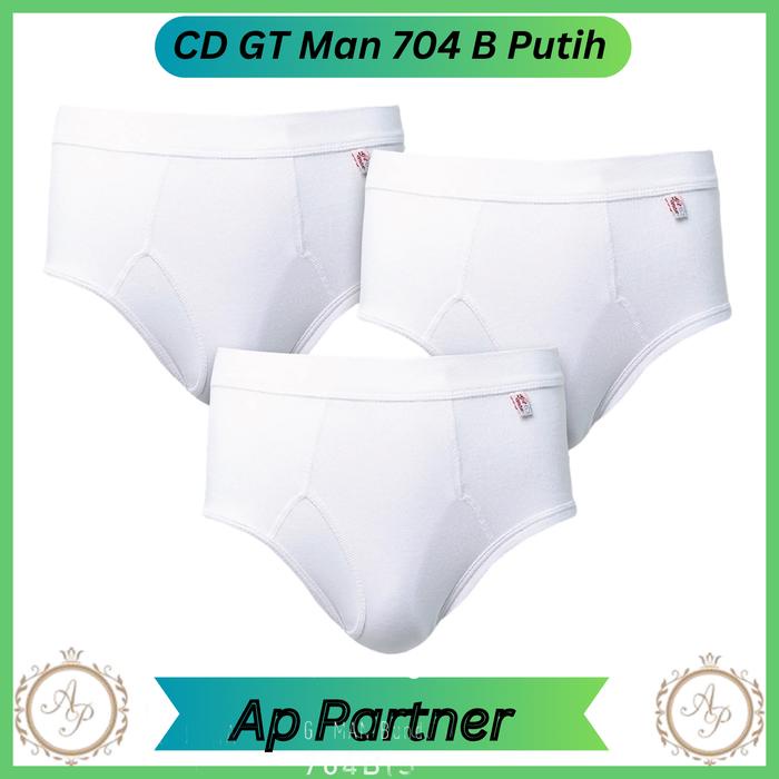 Grosir 6 Pcs Celana Dalam Pria Gt Man Putih 704 B - M L Xl Asli 100%