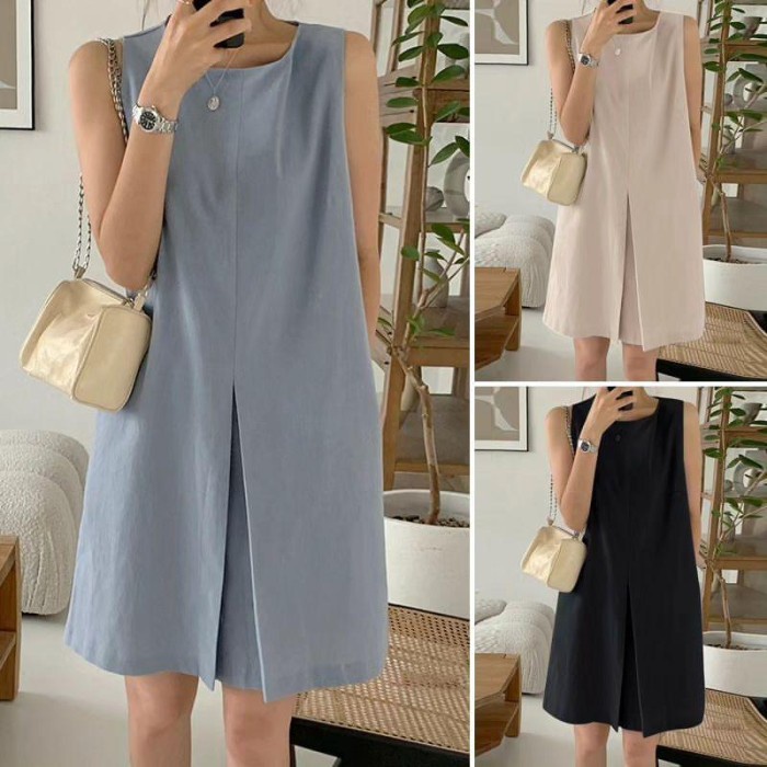 PRODUK TERBATAS Pakaian wanita midi dress/model kutung/bahan linen/EZOLA MIDI DRESS