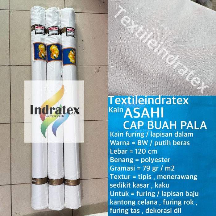 FREE ONGKIR KAIN FURING ASAHI TERMURAH WARNA PUTIH BERAS LB120CM BAHAN FURING BAJU