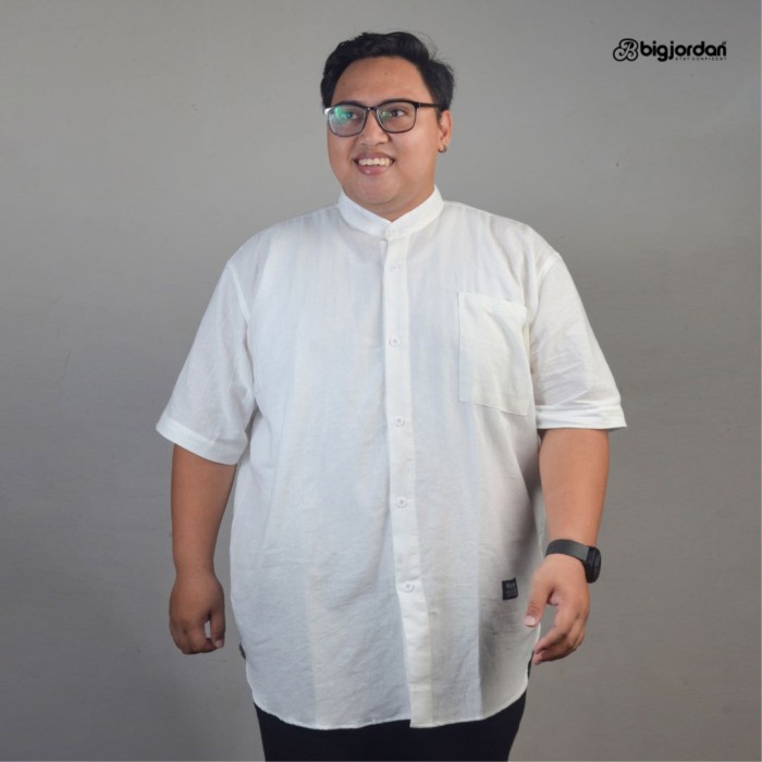 HEMAT BIG JORDAN kemeja koko linen big size XXXL XXXXL baju muslim pria bahan linen ukuran jumbo 4XL