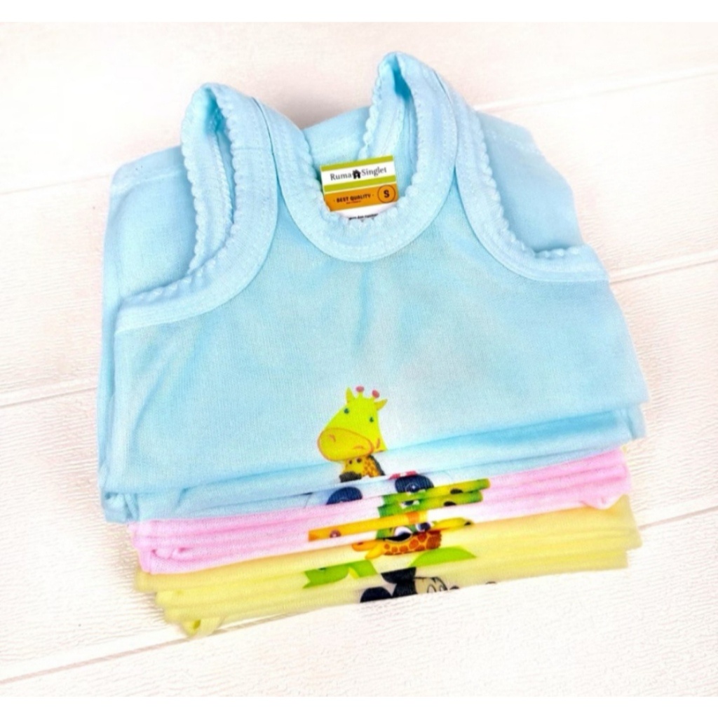 12PCS - Kaos Dalam Sablon Anak / Singlet Karakter Anak Lucu / Kaus Kutang