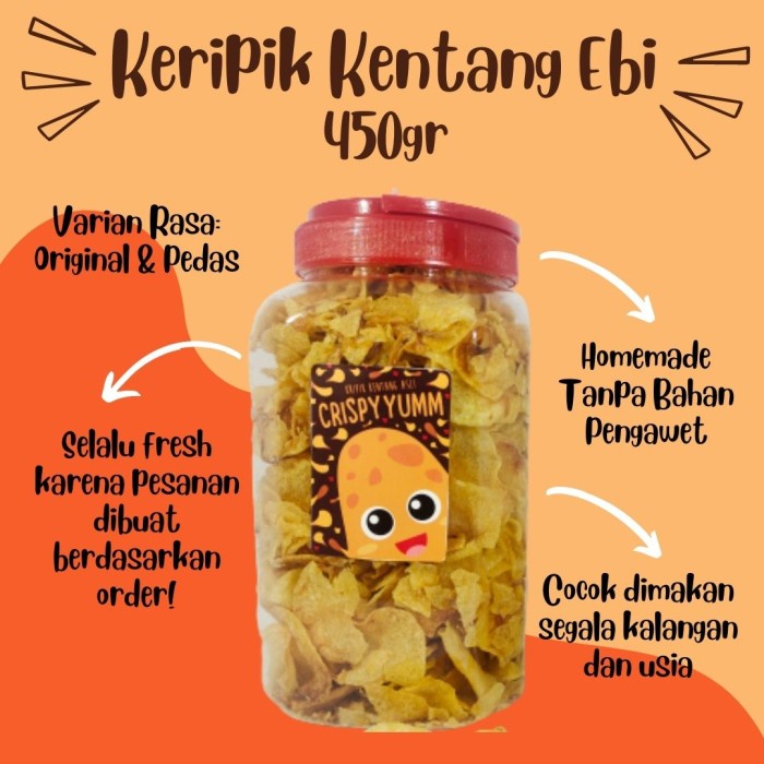 

Wof Keripik Kentang Ebi Homemade Enak Gurih Renyah - 450Gr