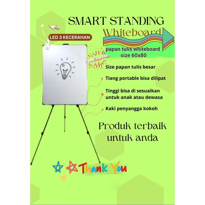 

DISKON SMART STANDING WHITEBOARD PAPAN TULIS BERDIRI PORTABLE LED