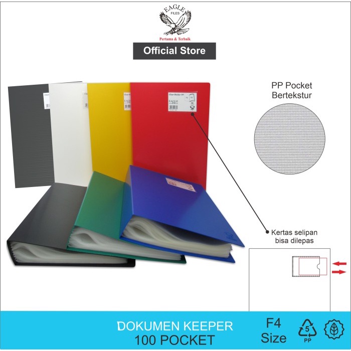 

TERBARU Dokumen Keeper / Clear Holder / Display Book EAGLE F4/FC 100 Pocket PROMO!