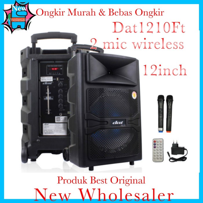 speaker Portable 12 inch Dat Dt1210Ft sound Aktif mic wireless Dt 1210