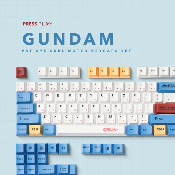 Gundam Unicorn Japanese PBT Dye Sub Keycaps Keycap Set
