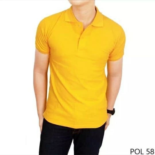 ATW- kaos polo kerah lengan pendek polos cowok cewek warna KUNING