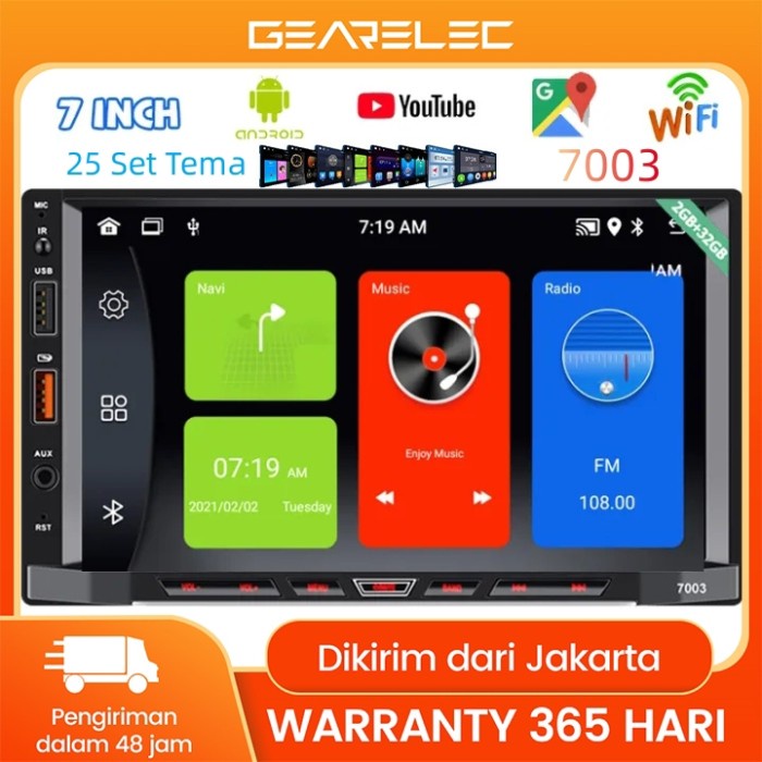 7 inch Head Unit Android 11 Double DIN Bluetooth WiFi GPS Radio FM