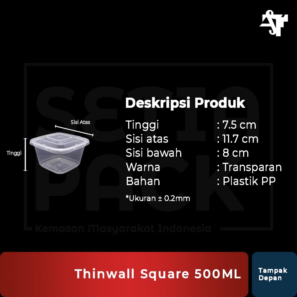 Paling Dicari Kotak Makan Plastik Thinwall 500ml Food Container Dessert Box Kotak Tempat Penyimpanan