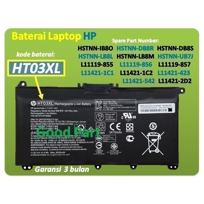 TERBARU Baterai HP 14S-CF3076TU 14S-CF1046TU 14S-CF0130TU 14S-CF0131TU Batre