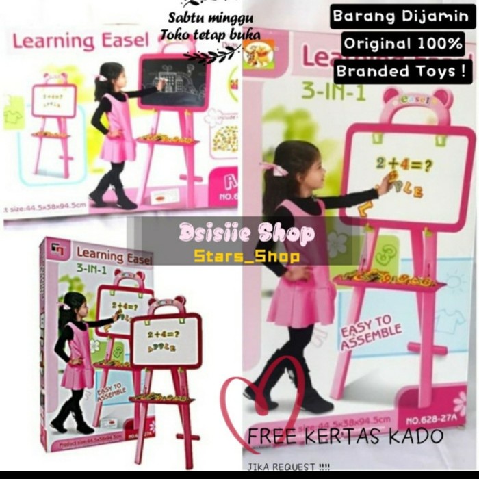 

HOT SALE! Kiddy Star Learning Easel Drawing Set 3 In 1 Original Blue & Pink