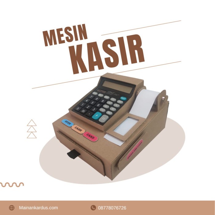 Miniatur mesin kasir dari kardus / cash register dengan kalkulator