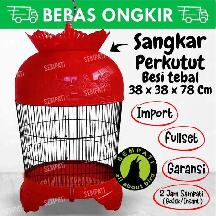 Sangkar burung perkutut fullset gantungan pion klem cepuk ansang
