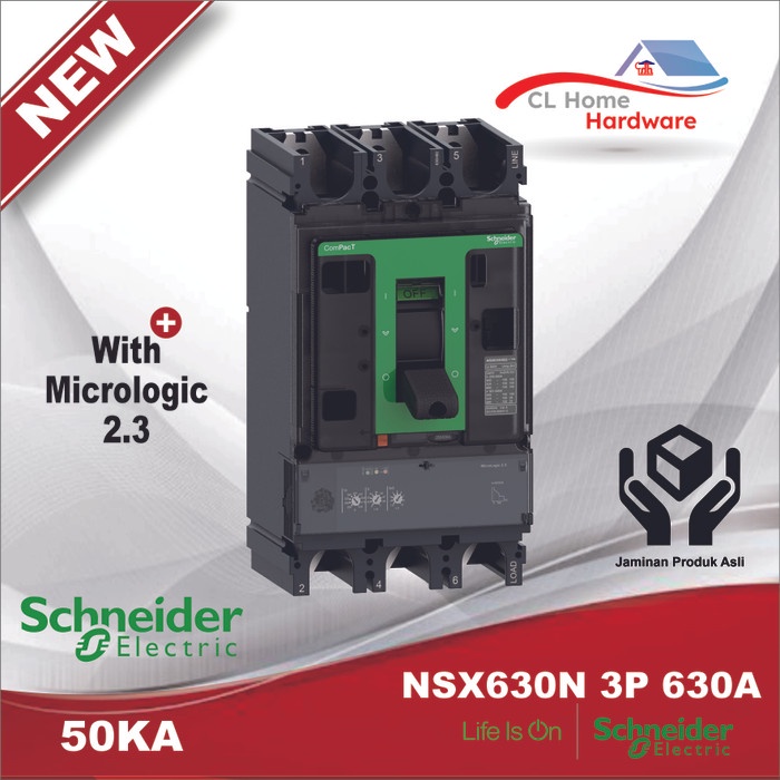 Unik Mccb Schneider 3P 630A Nsx630N C63N32D630 3 Phase 630 Ampere 50Ka New