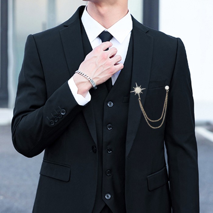 Keren Rantai Beskap Bros Rantai Pin Bros Jas Topeng Rantai Aksesoris Jas