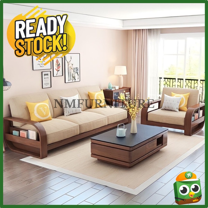 PREMIUM SOFA TAMU KURSI TAMU MINIMALIS KAYU JATI SOLID (UKURAN JUMBO)
