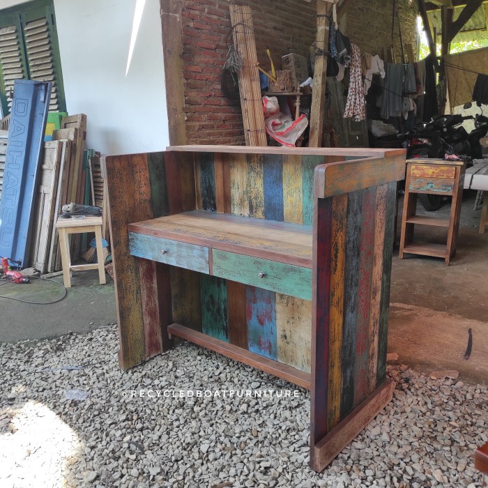 PREMIUM Meja Kasir Bar Vintage Kayu Bekas Kapal