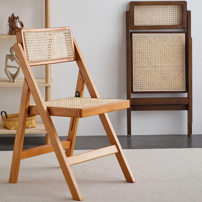 PREMIUM Kursi Lipat Rotan + Kayu Jati Side Chair Kursi Teras