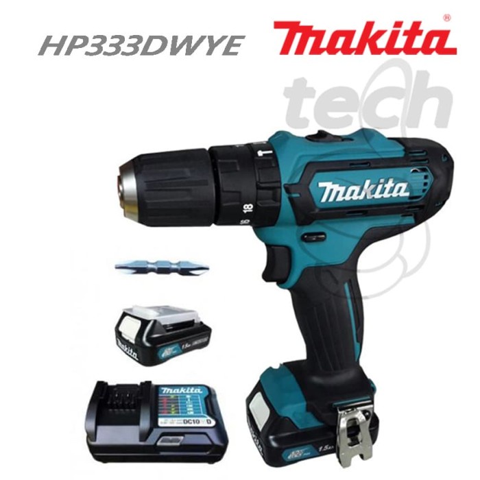 Mesin Bor Tembok Baterai Cordless Impact Drill Makita HP331DWYE HP331