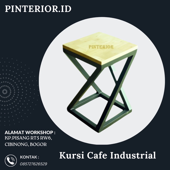 PREMIUM Kursi kayu kaki besi minimalis/Kursi Cafe Industrial